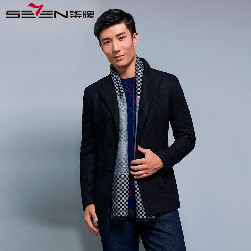 柒牌SEVEN男装秋季男士休闲时尚休闲毛呢外套青年男士