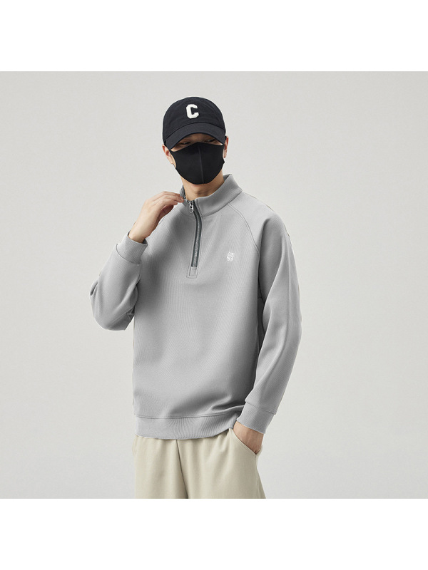 秋季半高领拉链男士卫衣春秋季潮流百搭长袖新款美式潮牌百搭上衣