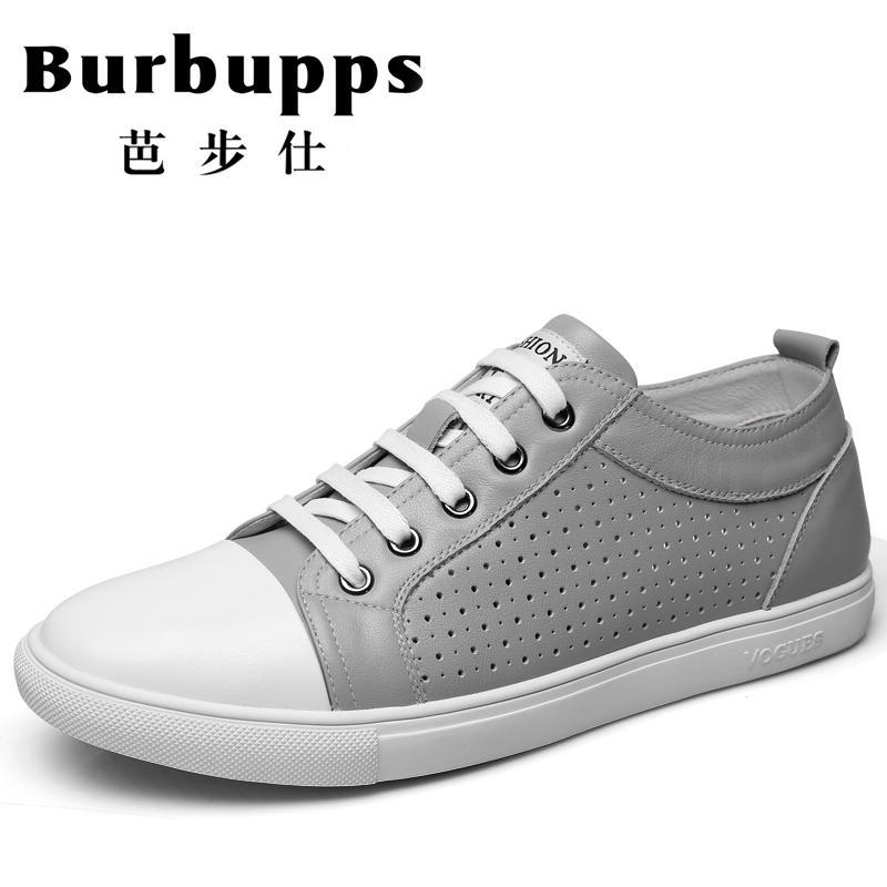 Burbupps/芭步仕2018小白鞋新款夏季韩版透气休闲鞋百搭平底板鞋系带男鞋