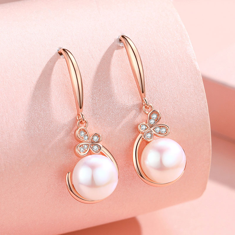 佰色传情纯银高级感耳环女气质网红淡水珍珠耳坠新款潮耳吊耳饰参数