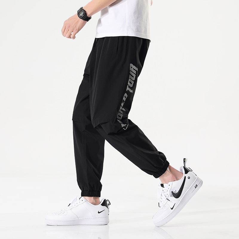 男士运动休闲裤夏季新款束脚小脚裤青少年潮流冰丝速干跑步裤