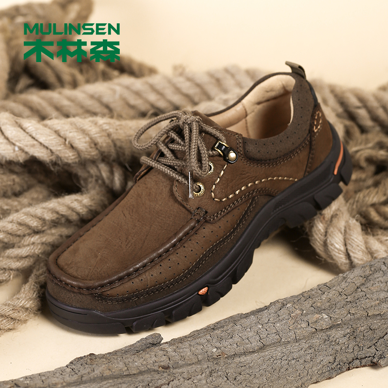 木林森男鞋马丁鞋男新款秋季牛皮英伦大头系带皮鞋男士百搭休闲工装潮