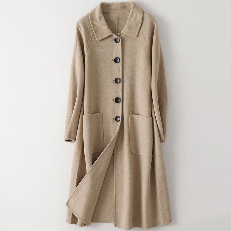 羊毛双面毛呢外套女士春秋时尚新款呢子大衣休闲长款