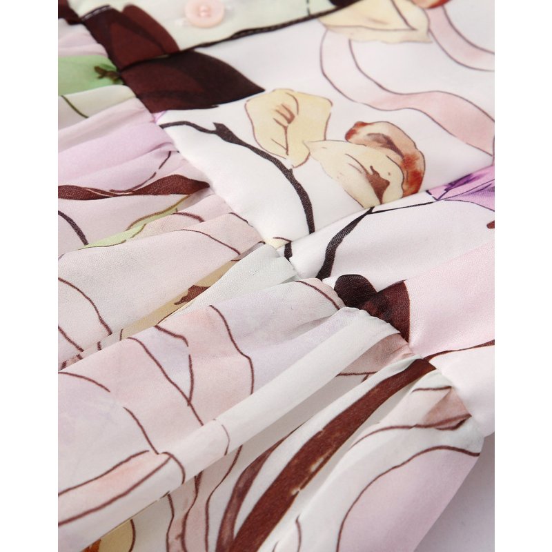 马克华菲女装2018年春夏新品花卉印花女式短袖连衣裙