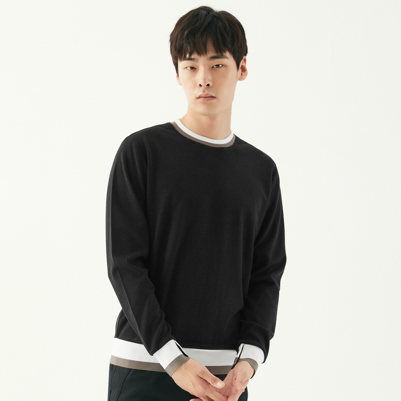 gxg男装秋季男士时尚青年都市韩版黑色圆领流行修身套头卫衣男潮