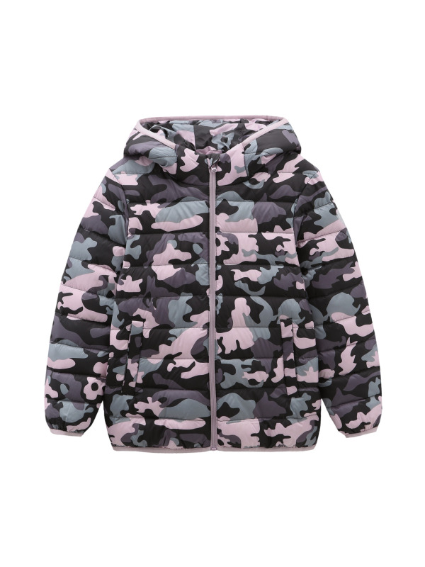 波司登童装新款儿童轻薄款男女童迷彩绒羽绒服官方店正品 黑粉迷彩9A66 80/48
