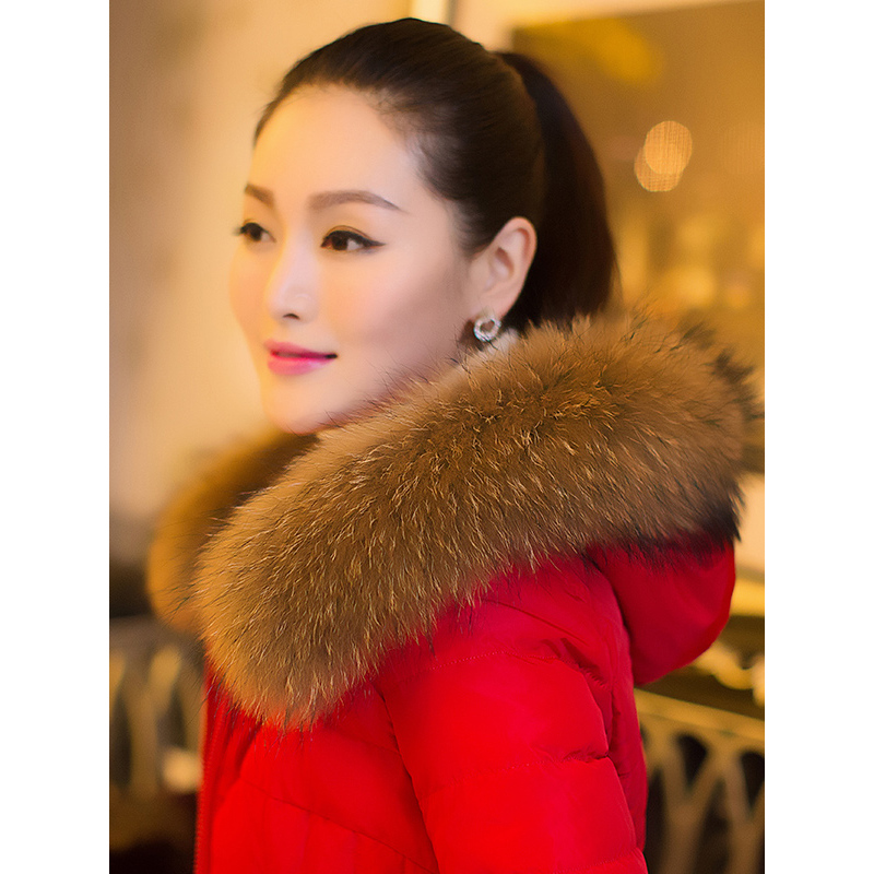 千仞岗冬装新款女装羽绒服大毛领加厚修身韩版中长款外套