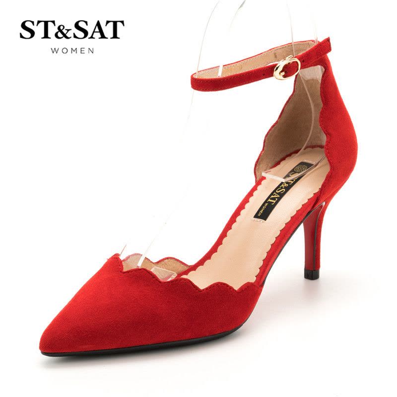 St&Sat/星期六早春新羊反绒/织物尖头高跟女鞋SS81114235图片