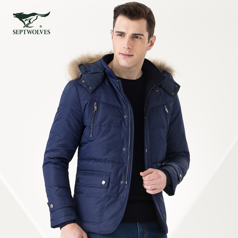 七匹狼羽绒服冬季男装正品商务休闲时尚连帽可脱卸帽男士羽绒衣视频
