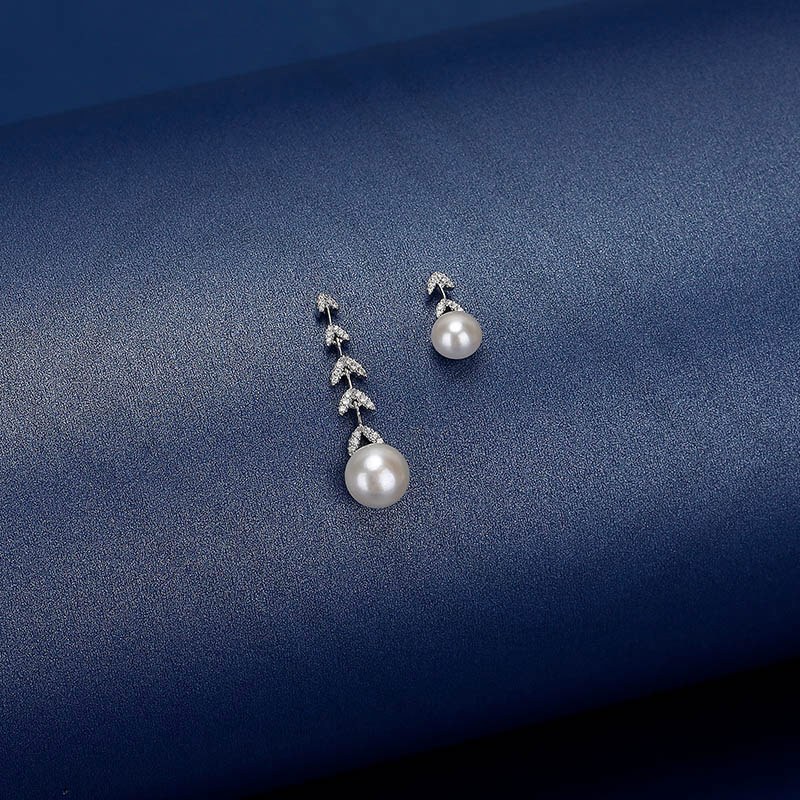 apmmonaco不对称花瓣配淡水珍珠耳环流苏耳钉秋冬长款耳坠饰品