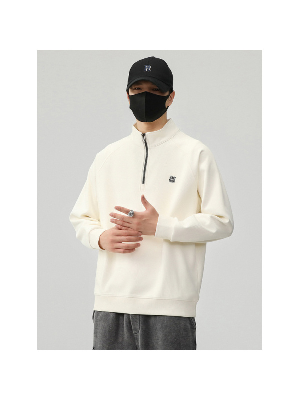 秋季半高领拉链男士卫衣春秋季潮流百搭长袖新款美式潮牌百搭上衣