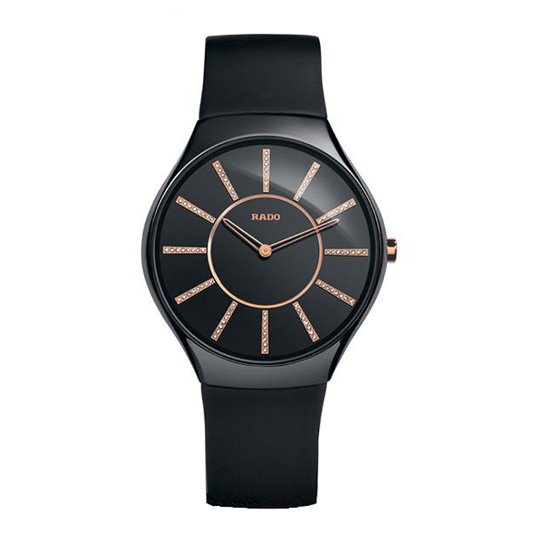 瑞士雷达rado手表真系列石英男表r27741709陶瓷表带镶钻