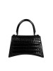 预售 巴黎世家BALENCIAGA HOURGLASS 沙漏包小号 B扣鳄鱼压纹593546黑扣 女士手提单肩斜挎包