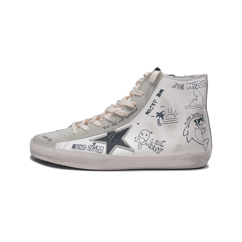 黄金鹅 GOLDEN GOOSE 男士Francy高帮系带休闲运动鞋板鞋脏脏鞋 GMF00113 F002669