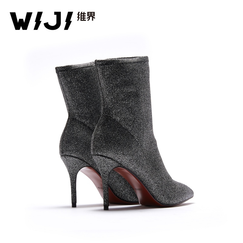WIJI维界新款秋季细跟高筒靴尖头时尚欧美风女鞋ins街拍潮搭鞋