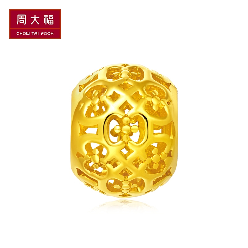 周大福首饰镂空路路通足金黄金吊坠计价(足金工费58元)f217758