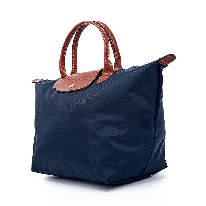 珑骧 LONGCHAMP 奢侈品 女士 蓝色中号织物短柄可折叠手提饺子包LL1623 089 P68