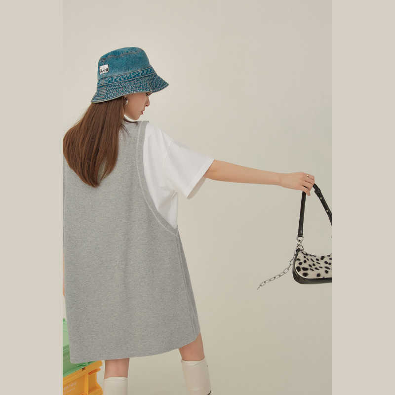 OtherMix拼接字母印花连衣裙女2021年夏季新款小众休闲减龄裙子潮