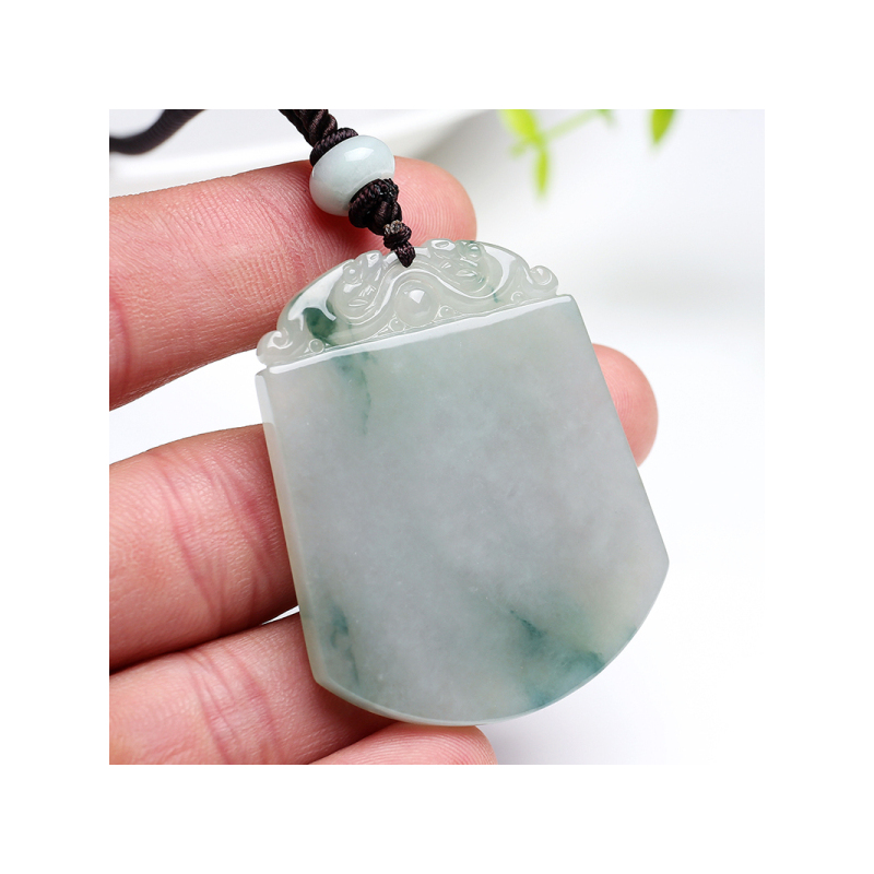 翡翠无事牌吊坠飘花平安无事玉石牌子一物一拍附证书