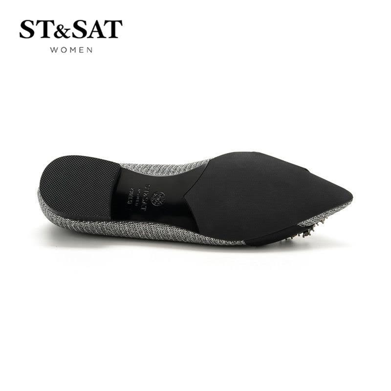 St&Sat/星期六商场同款扣饰尖头低跟单鞋女鞋SS81111145图片