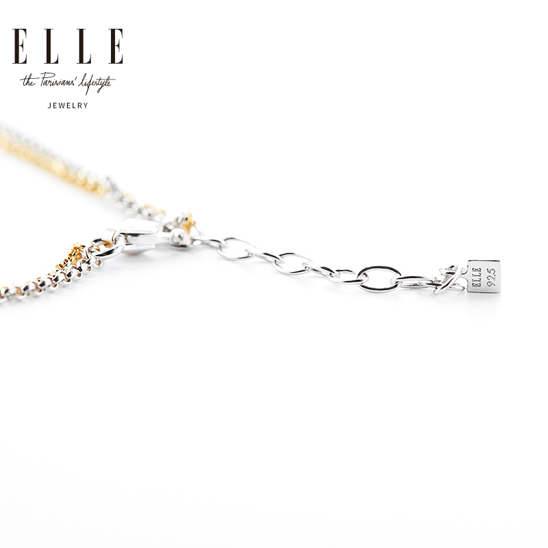 ELLE 饰品简约时尚 925银金色手链