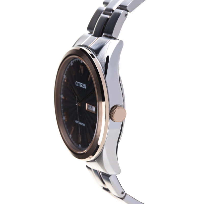 西铁城citizen手表自动机械双日历不锈钢间金色时尚男款nh751459eb