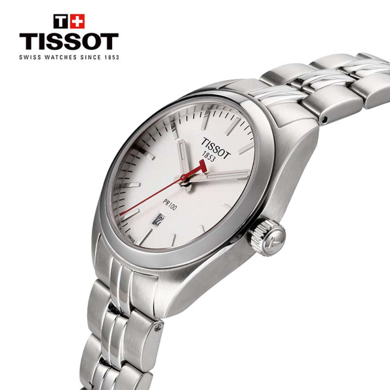 天梭(TISSOT)瑞士手表 PR100系列 钢带女士石英表T101.210.11.031.00礼物