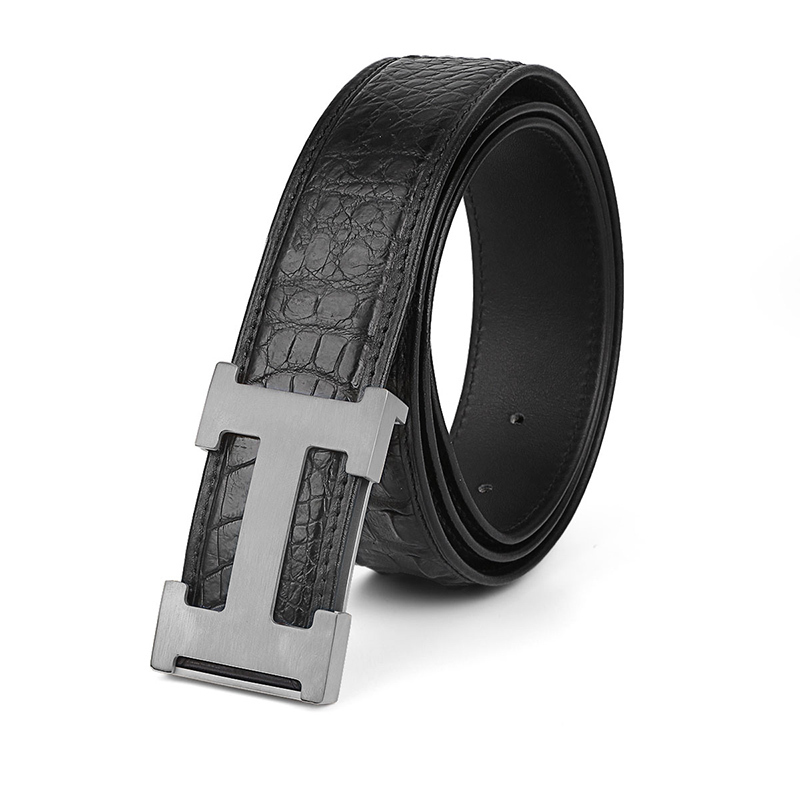 板扣男生休闲礼物礼盒男裤腰带真皮腰带头层牛皮鳄鱼皮男士皮带