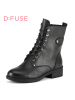 D：Fuse/迪芙斯冬牛皮圆头中跟马丁短靴女鞋DF54115145