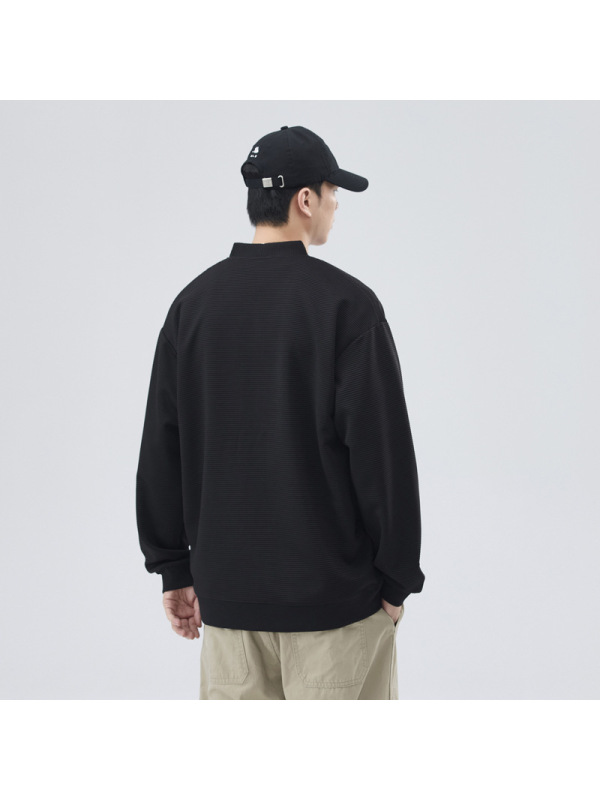 |卫衣男士开衫斜纹春秋款拼接外套V领简约百搭外套男装