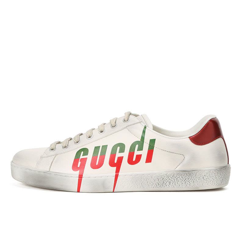 古驰GUCCI Ace 脏脏鞋 油漆光面皮576137红绿尾 男士低帮鞋运动鞋图片
