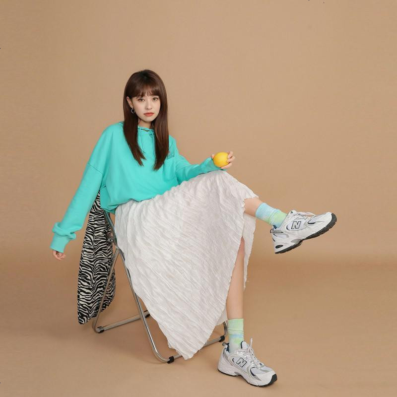 OtherMix韩系半身裙2021年新款褶皱设计感Chic新潮春季a字长裙子