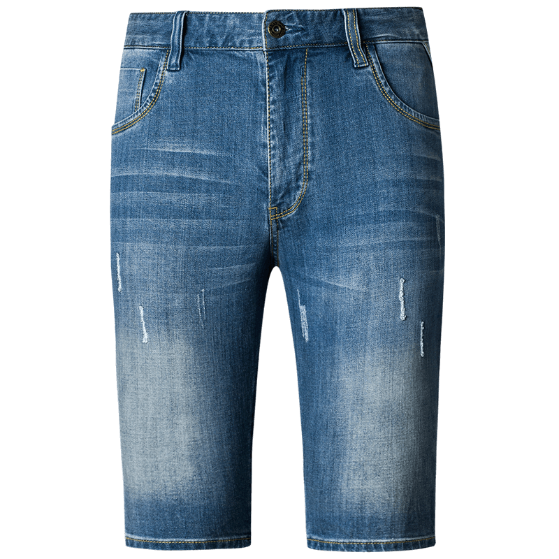 才子牛仔短裤男装夏季新品男士时尚休闲水洗直筒修身五分裤男