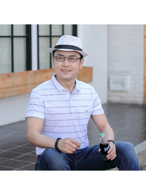 骆丹尼斯爸爸短袖t恤男中老年人宽松休闲体恤衫中年冰丝t恤老人上衣服