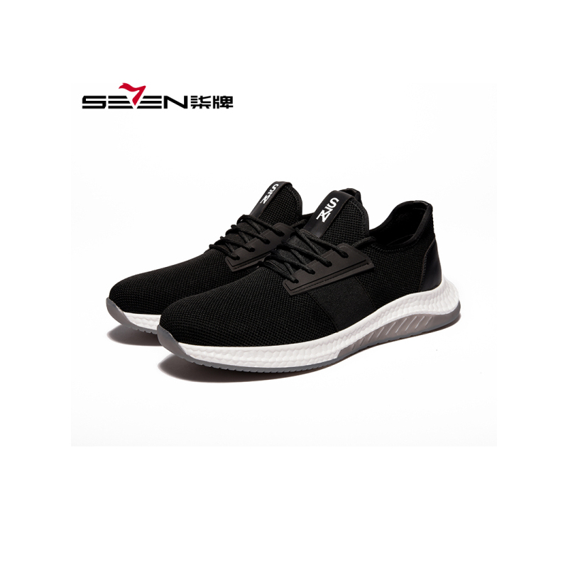 柒牌seven男鞋百搭飞织网面时尚潮流系带轻便跑步户外运动休闲男鞋
