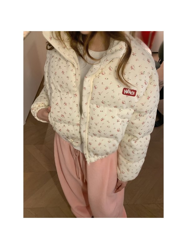 年新款棉服女冬季甜美碎花短款棉衣韩版宽松加厚保暖百搭外套