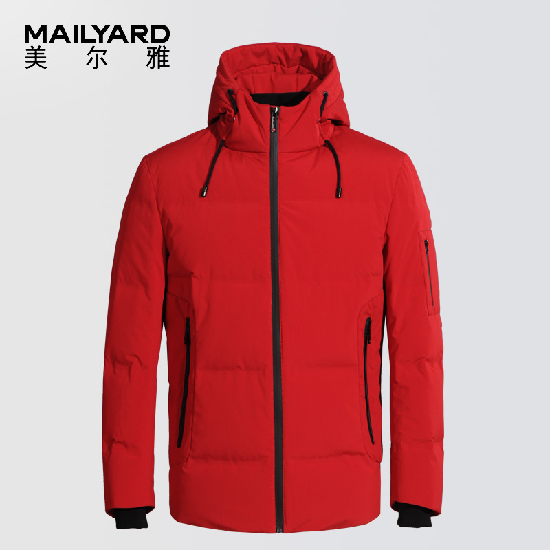 美尔雅(MAILYARD)2019新年红男士羽绒服 连帽白鸭绒时尚外套 114