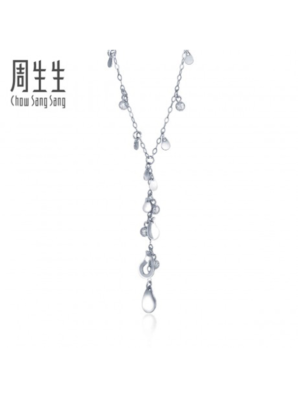 周生生(CHOW SANG SANG)Pt950心影吊水滴铂金项链女士 定价