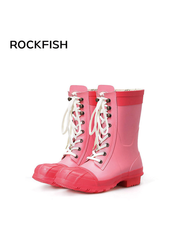 Rockfish英国春夏马丁靴雨靴女士天然橡胶雨鞋女防滑胶鞋潮流水鞋