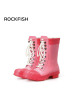 Rockfish英国春夏马丁靴雨靴女士天然橡胶雨鞋女防滑胶鞋潮流水鞋