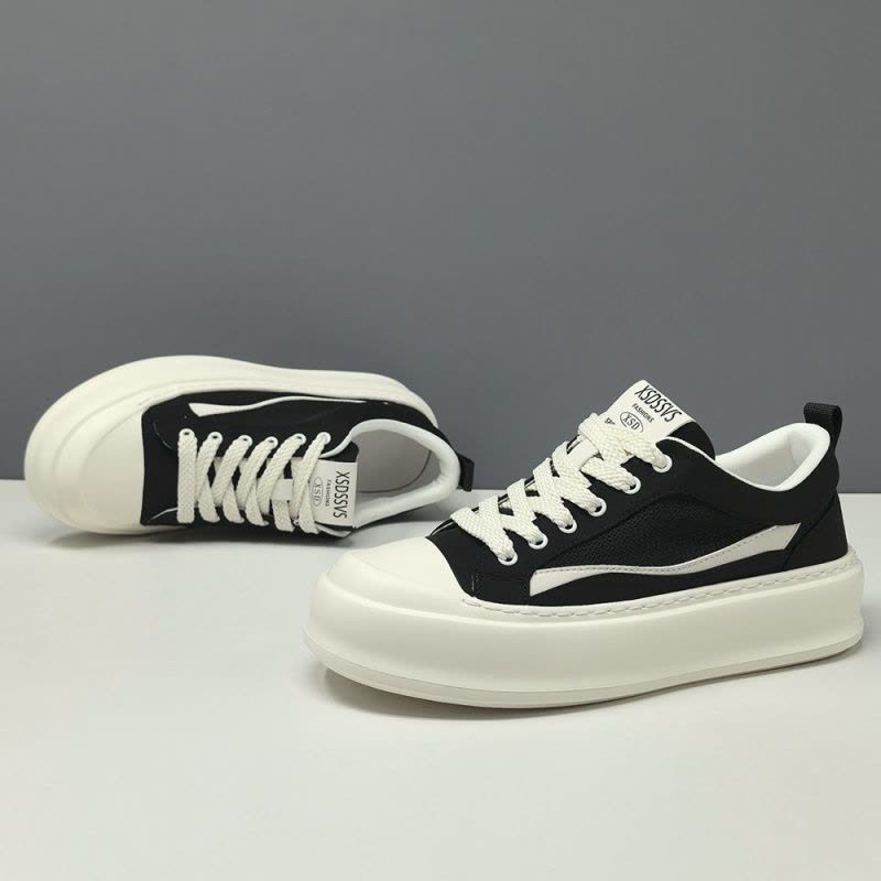 男生夏季透气板鞋男款潮鞋拼色饼干鞋欧洲站男鞋男士增高休闲鞋男图片