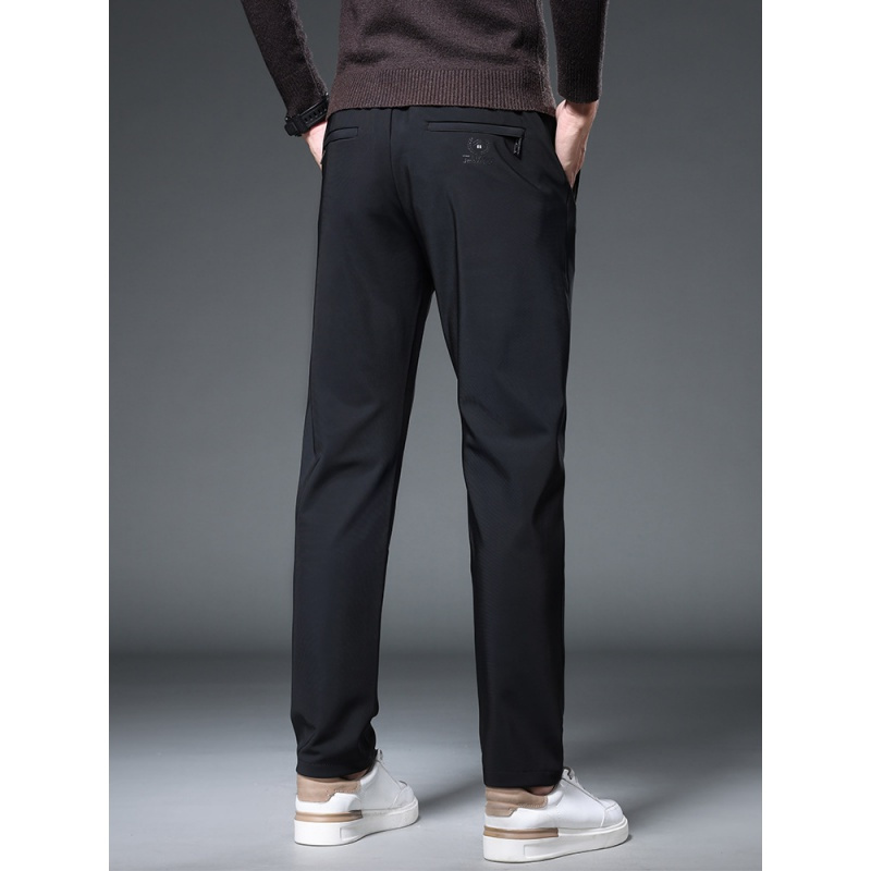 四季款休闲裤男基础百搭修身直筒裤松紧腰弹力商务男士长裤