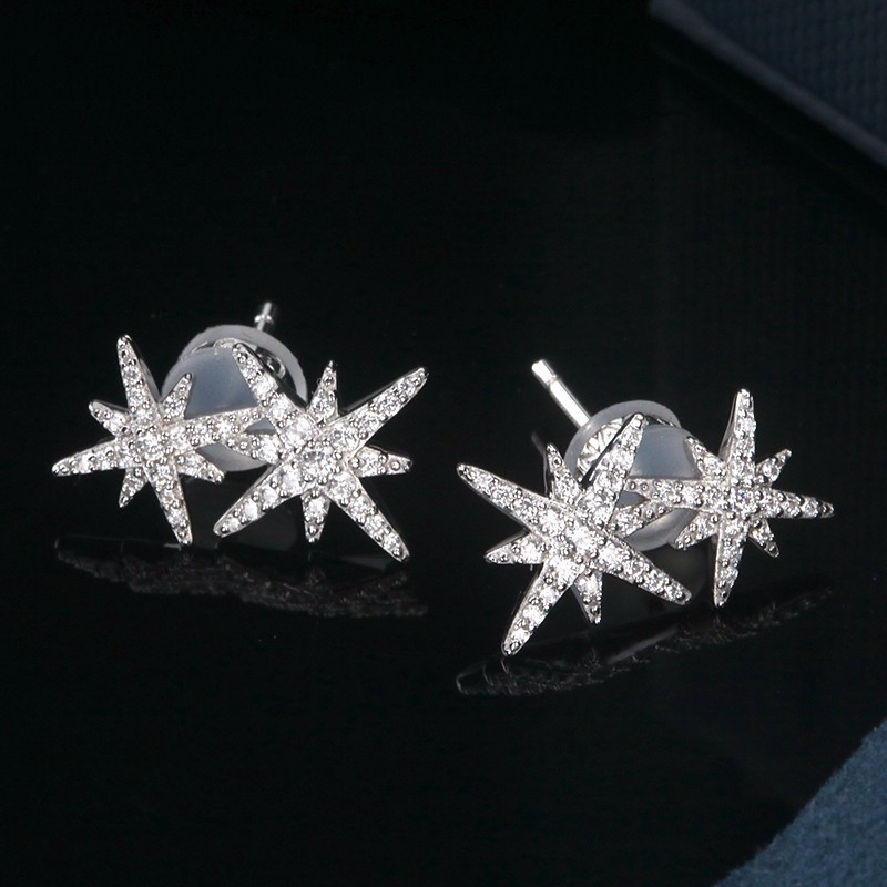 apmmonaco六芒星双流星925银耳钉耳环女耳饰耳坠送恋人ae9784ox