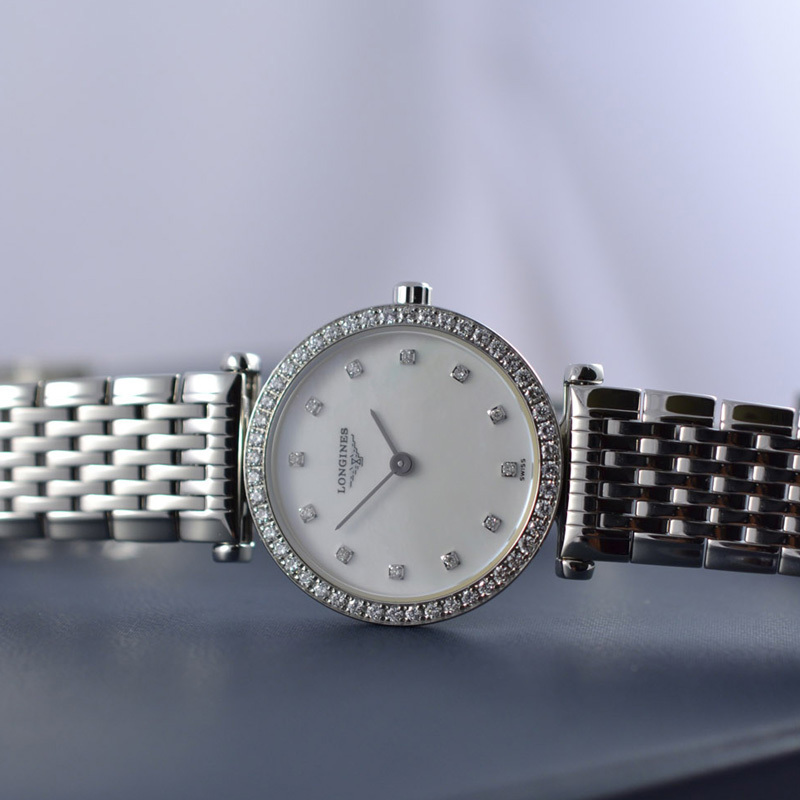瑞士浪琴longines嘉岚系列女神气质石英表女l42410806钢带镶钻刻度