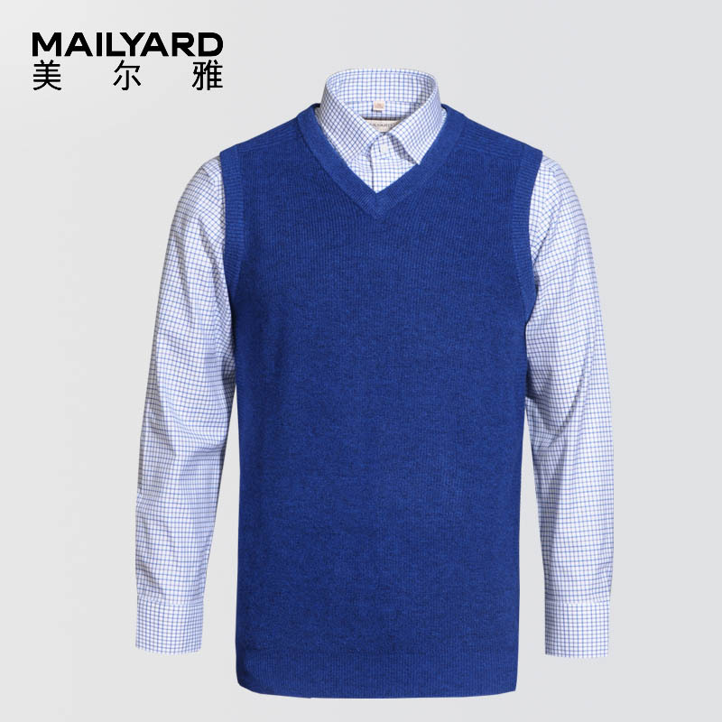 美尔雅(MAILYARD)毛衫背心 纯绵羊毛商务男士 v领套头毛衣背心 037