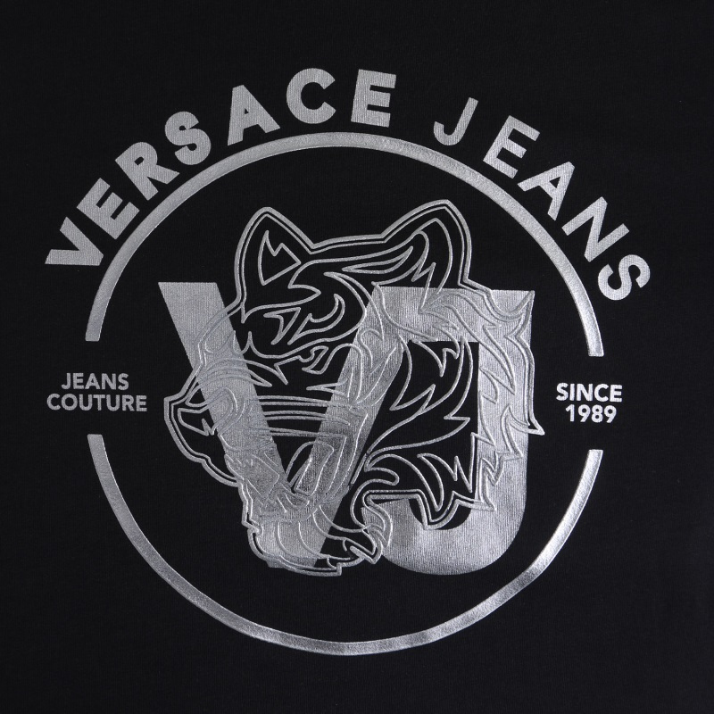 VERSACE JEANS男士黑色棉质短袖T恤衫B3GTA75H 36590 899