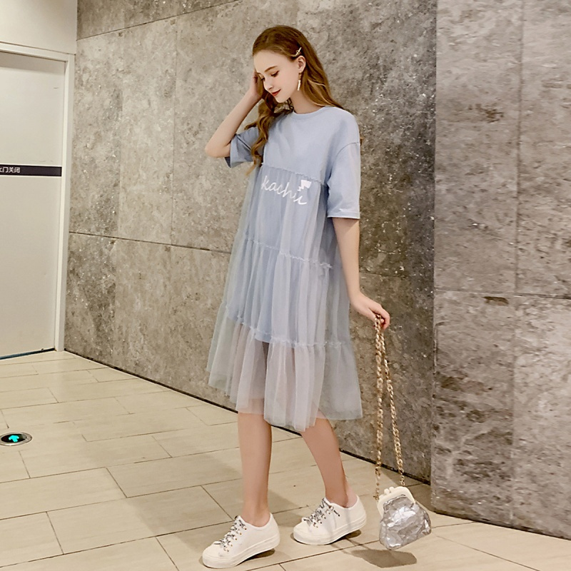 【2019新款夏季连衣裙】流行纱中长裙子夏装女裙子宽松舒适