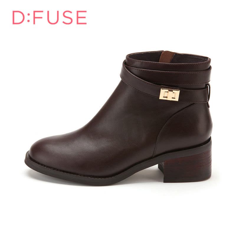 迪芙斯D:FUSE牛皮圆头中跟拉链皮带装饰深口女鞋DF44115016图片