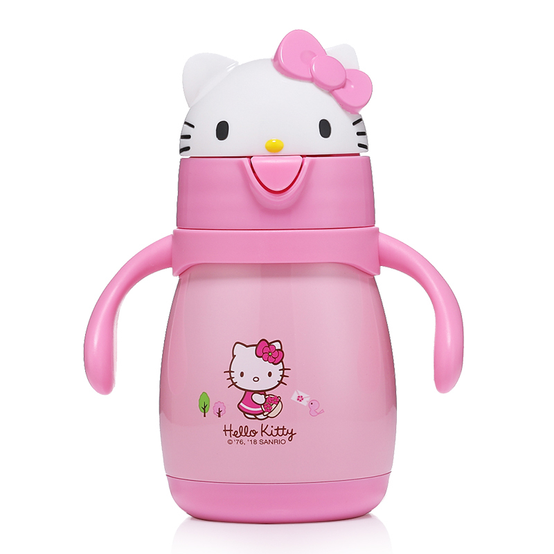 Hello Kitty （凯蒂猫）儿童3D造型双手柄弹盖吸管保温杯260ml