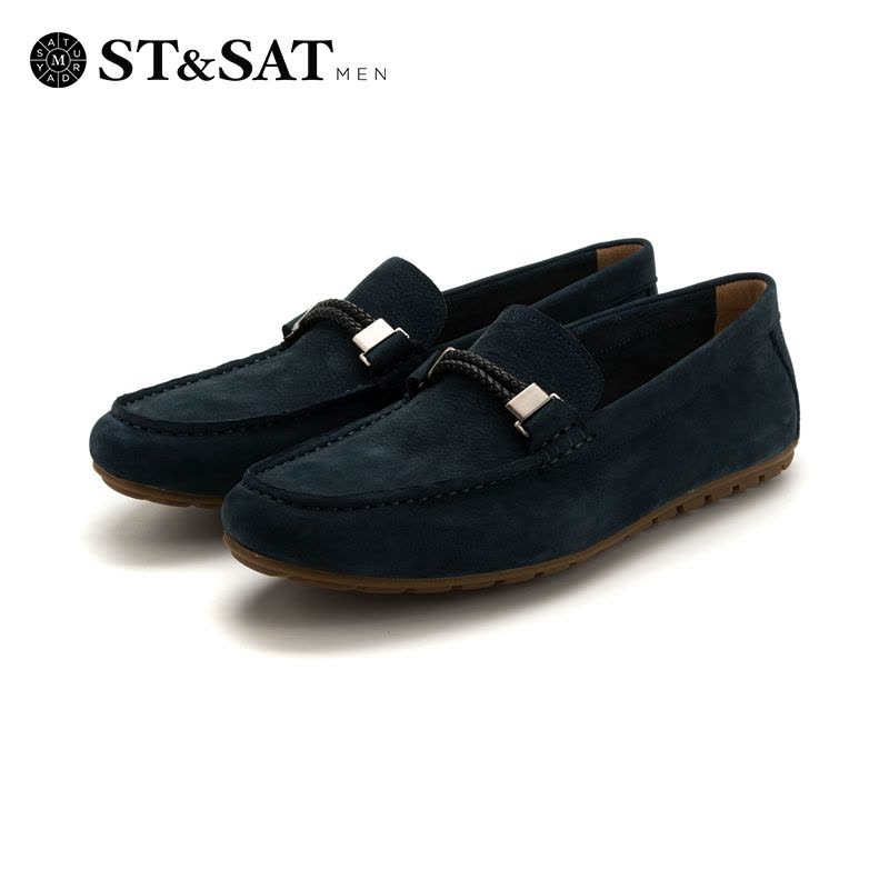 星期六(ST&SAT)男鞋牛皮革金属装饰圆头平底时尚休闲鞋SS82126618图片